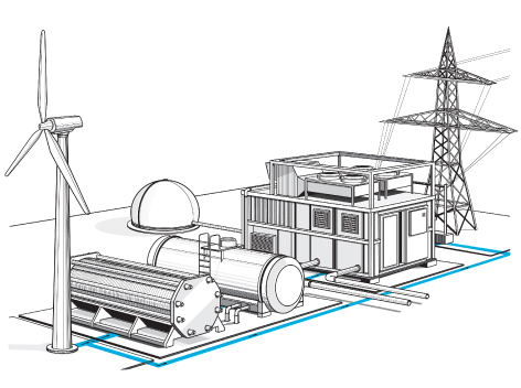 Infografik / Hybridkraftwerk - Infographics / hybrid power plant 